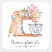 水色ミキサーケーキ+ベーカリー名刺 スクエアシール (正面)