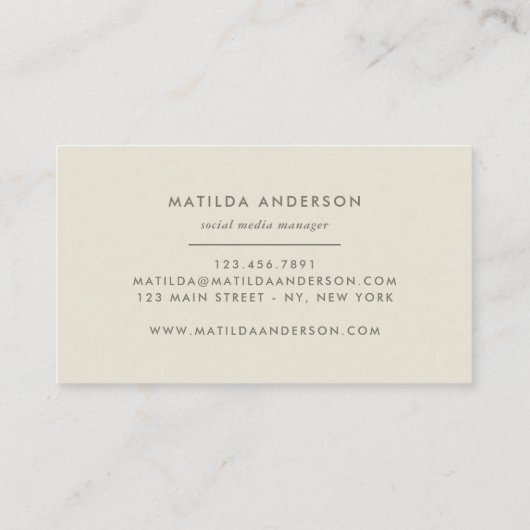 水色ミニマル抽象芸術自然シンプルエレガント 名刺 (裏面)