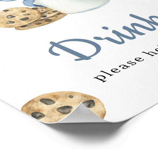 水色ミルクボウ赤ちゃんシャワー飲料 ポスター (角)