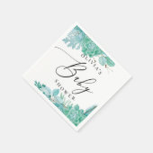 水色ミントフローラ多肉乳児シャワー スタンダードカクテルナプキン (角)