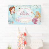 水色メルメイドアンダーザシーグリッター誕生日 横断幕 (インサイチュ)