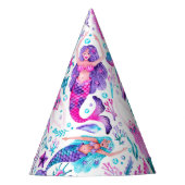 水色メルメイドシーシェル+ヒトデ誕生日 パーティーハット (正面)