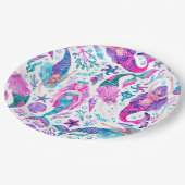 水色メルメイドシーシェル+ヒトデ誕生日 ペーパープレート (アングル)