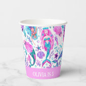 水色メルメイドシーシェル+ヒトデ誕生日 紙コップ (裏面)