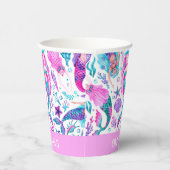 水色メルメイドシーシェル+ヒトデ誕生日 紙コップ (右)