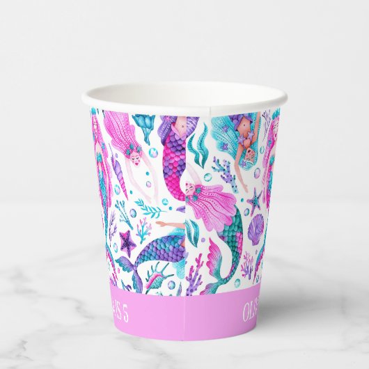 水色メルメイドシーシェル+ヒトデ誕生日 紙コップ (右)