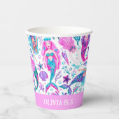 水色メルメイドシーシェル+ヒトデ誕生日 紙コップ (正面)