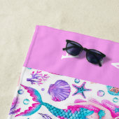 水色メルメイドシーシェル+ヒトデ ビーチタオル (インサイチュ)