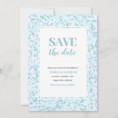水色モザイクの「Save the date」招待状 招待状 (正面)