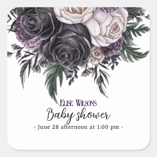 水色モダンカップケーキ赤ちゃんシャワー2 スクエアシール (正面)