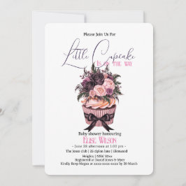 水色モダンカップケーキ赤ちゃんシャワー3 招待状
