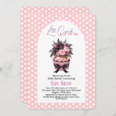 水色モダンカップケーキ赤ちゃんシャワー5 招待状 (正面/裏面)