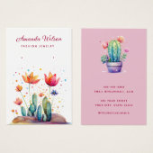 水色モダンサボテンのイヤリング表示カード (正面&裏面)