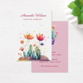 水色モダンサボテンのイヤリング表示カード (デスク)