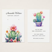 水色モダンサボテンのイヤリング表示カード (正面&裏面)