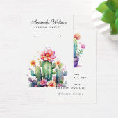 水色モダンサボテンのイヤリング表示カード (デスク)