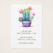水色モダンサボテンのイヤリング表示カード (裏面)