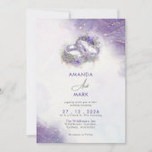 水色モダントレンディーエレガント薄紫結婚の 招待状 (正面)