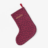 水色モダンドット（名前はピンク） スモールクリスマスストッキング (裏面 (吊り時))