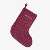 水色モダンドット（名前はピンク） スモールクリスマスストッキング (正面 (吊り時))