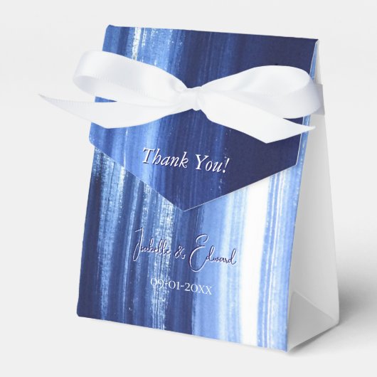 水色モダンネイビーブラシストロークのパターン優先 フェイバーボックス (正面サイド)