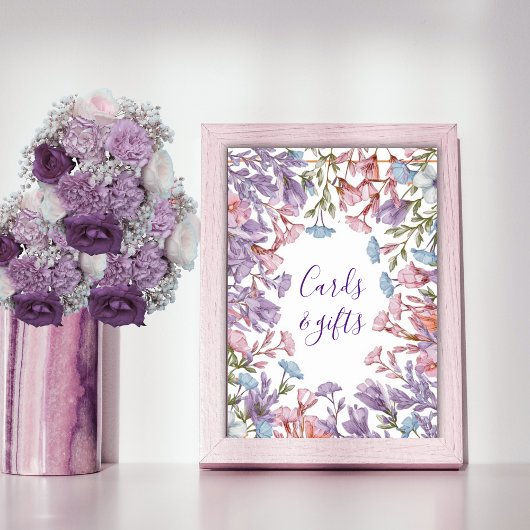 水色モダンパステルパープルピンク野花#2 ポスター