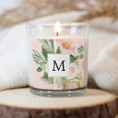 水色モダンピンクの花モノグラムの スクエアシール