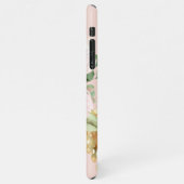 水色モダンピンクの花モノグラムの iPhoneケース (左側)