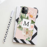 水色モダンピンクの花モノグラムの iPhone 11Pro MAXケース<br><div class="desc">水色モダンピンクの花モノグラムの</div>