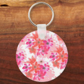 水色モダンピンクの花 キーホルダー (正面)