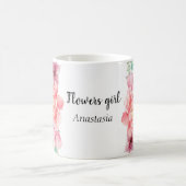 水色モダンピンクの花 コーヒーマグカップ (中央)