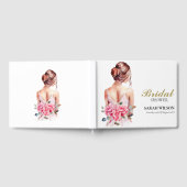 水色モダンピンク結婚ガウンブライダルシャワー ゲストブック (全面)