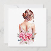 水色モダンピンク結婚ガウンブライダルシャワー 招待状 (裏面)