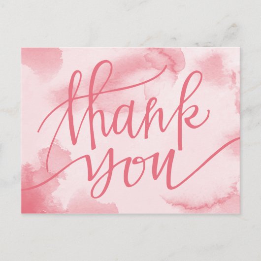 水色モダンピンク |ありがとうはがき ポストカード (正面)