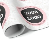 水色モダンフローラピンクとブラック ラッピングペーパー (ロールコーナー)