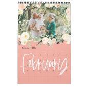 水色モダンフローラフォトスクリプトカレンダー カレンダー (2月 2026)
