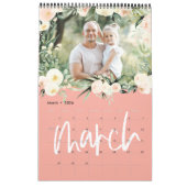 水色モダンフローラフォトスクリプトカレンダー カレンダー (3月 2026)