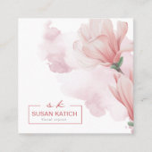 水色モダンフローラ名刺 スクエア名刺 (正面)