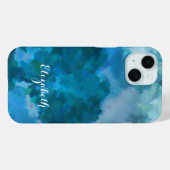 水色モダンブルーグリーン名前をカスタムするテンプレート Case-Mate iPhoneケース (裏面 (横))