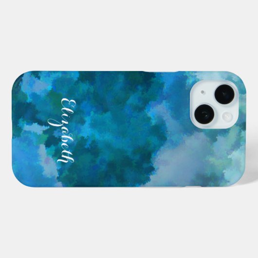 水色モダンブルーグリーン名前をカスタムするテンプレート Case-Mate iPhoneケース (裏面 (横))