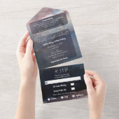 水色モダンブルーバラ金ゴールド結婚の写真 オールインワン招待状 (貼ってはがせる)