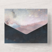 水色モダンブルーバラ金ゴールド結婚の写真 オールインワン招待状 (裏面)