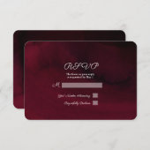 水色モダンムーディネイビーブルー金ゴールドRSVP返信 出欠カード (正面/裏面)