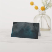 水色モダンムーディブルーテーブル番号座席 プレイスカード (裏面)