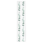 水色モダンユーカリ緑パターン ショートテーブルランナー (正面)