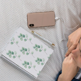 水色モダンユーカリ緑パターン ノートブック