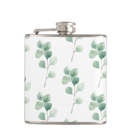 水色モダンユーカリ緑パターン フラスク