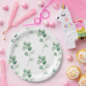 水色モダンユーカリ緑パターン ペーパープレート (パーティー)