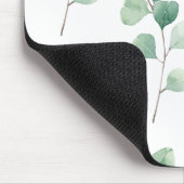 水色モダンユーカリ緑パターン マウスパッド (コーナー)