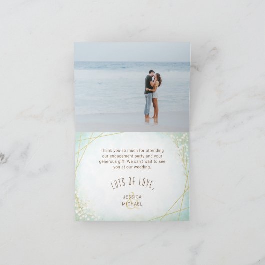 水色モダンリングや輪Tigsティール(緑がかった色)幾何写真 サンキューカード (内部)